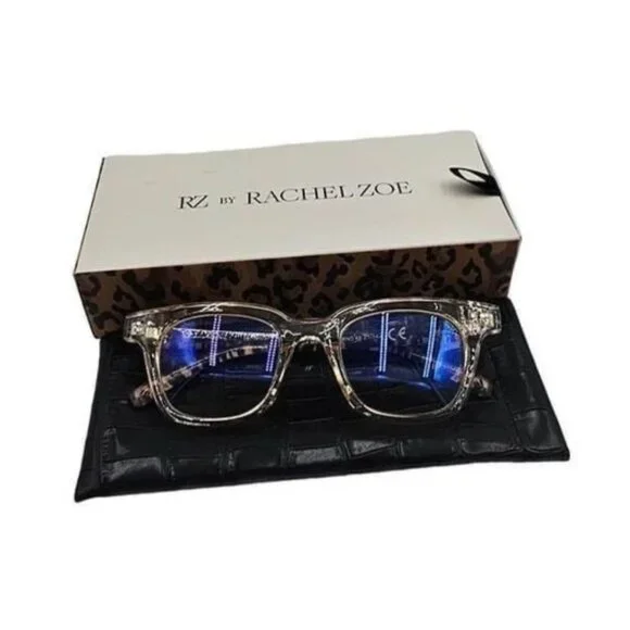 Rachel Zoe RZ Marnika Blue Light Blocker Fashion Glasses Womens Beige Animal Pri - Picture 3 of 12